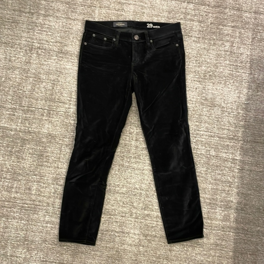 J. Crew black velvet toothpick pants